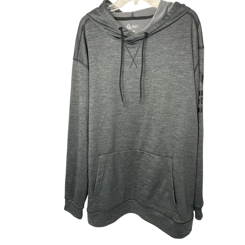 Reebok Pullover Hoodie Mens 3XLT Gray Big & Tall Speedwick Pocket Logo